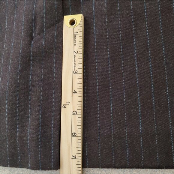 Boden Wool Skirt Women’s 14L Brown w/Blue Pin Stripes Faux Pocket Classic Preppy - Picture 10 of 15